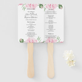 Leque Casamento Floral de Peony Rosa-Pinta-Watercolor