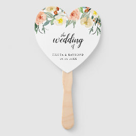 Leque Casamento Floral de Pessegueira de Aquarela Elegan