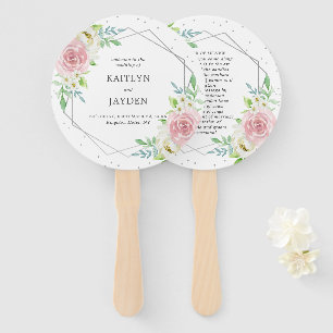 Leque Casamento Floral de Silver Foil Geométrico