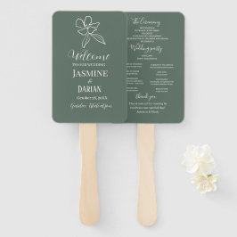 Leque Casamento Floral Minimalista Verde Floresta