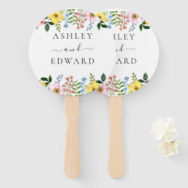 Leque Casamento Floral Moderno Amarelo Azul Rosa Primave