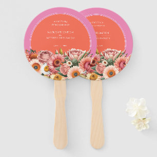 Leque Casamento Floral Moderno Laranja Laranja-Cor-de-So