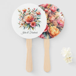 Leque Casamento Floral Peach Fuzz
