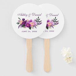 Leque Casamento Floral Púrpura Ultra Violeta P