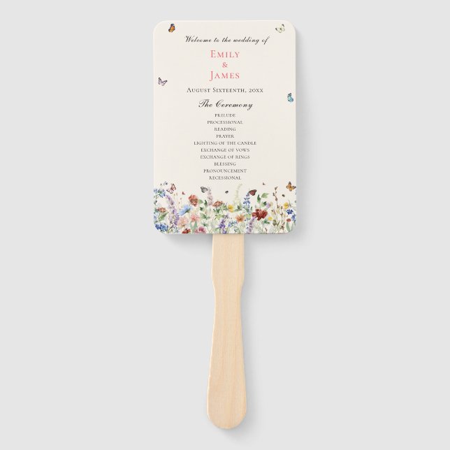 Leque Casamento Floral Rustic Wildflower (Frente)
