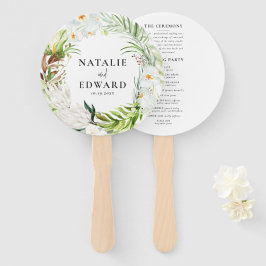 Leque Casamento floral tropical rosa + orquídeo rosa