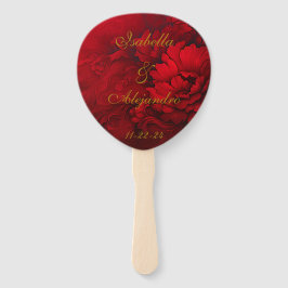 Leque Casamento Floral Vermelho Elegante Moody Burgundy