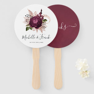 Leque Casamento Floral Vintage com Marsala e Dourado Ros