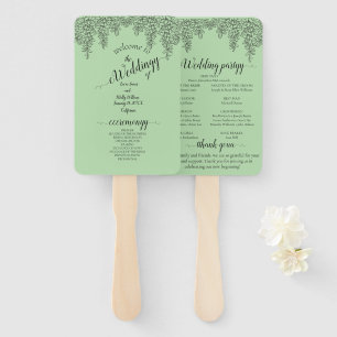 Leque Casamento Folha de Samambaia Verde Sage