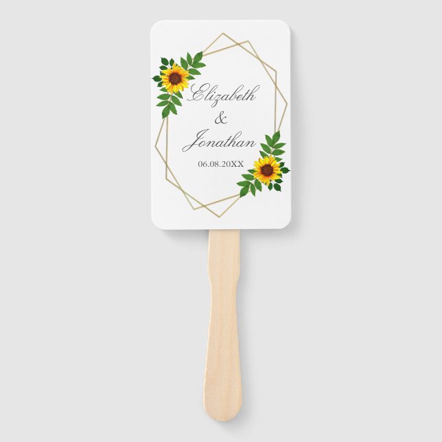 Leque Casamento Geométrico de Girassol (Frente)