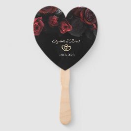 Leque Casamento Gótico de Rosas Vermelhas Elegantes