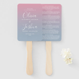 Leque Casamento Judaico com Efeito Ombre Rosa e Azul Emp