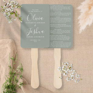 Leque Casamento Judaico com Letra de Assinatura Verde Sa