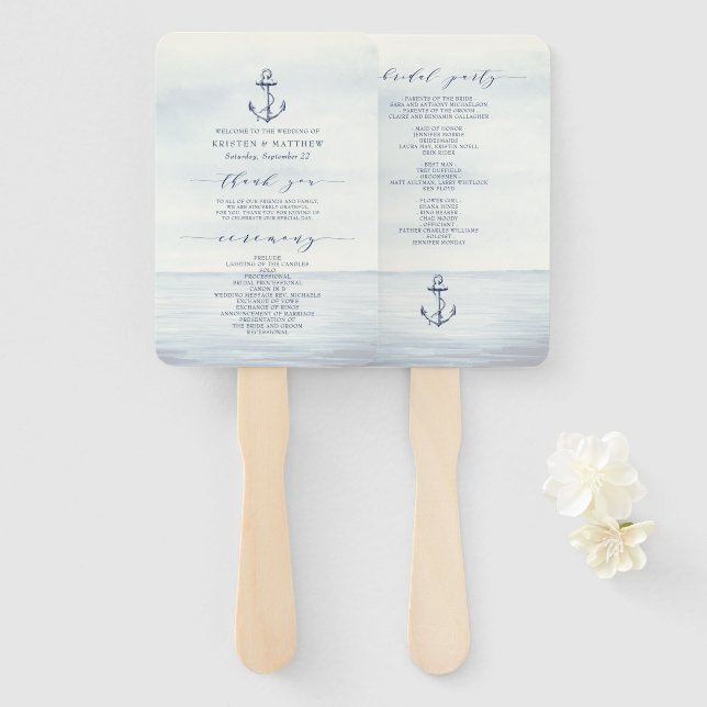 Leque Casamento Marítimo Ancorado Oceânico (Frente e Verso)