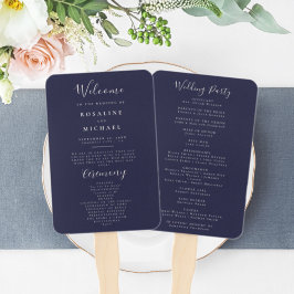Leque Casamento Minimalista Azul Moderno e Marinho de Sc
