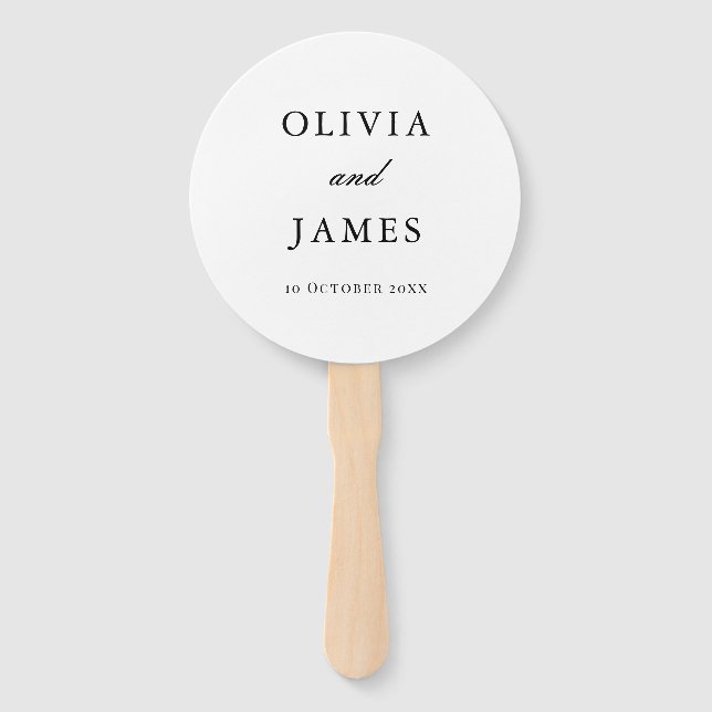 Leque Casamento Minimalista Branco Elegante (Frente)