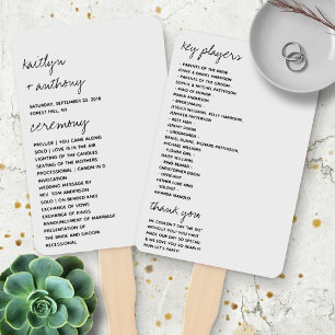 Leque Casamento Minimalista de Script Preto e Branco Mod
