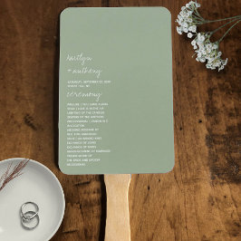 Leque Casamento Minimalista Verde do Script Moderno