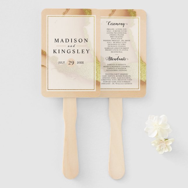 Leque Casamento 💡 Óleo Coral Moderno (Frente e Verso)