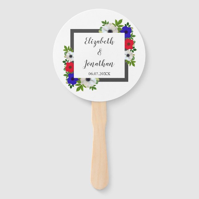 Leque Casamento Patriótico de Panda Anemone (Frente)