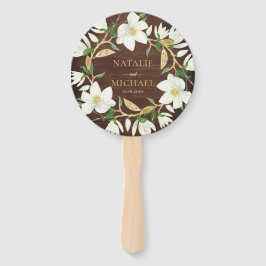 Leque Casamento Personalizado Rustic Wood Magnolia