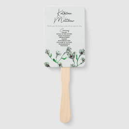 Leque Casamento por Aquarela Floral Verde Sage