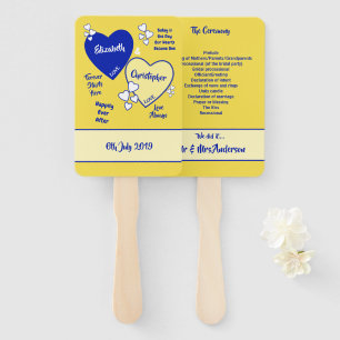 Leque Casamento real azul e amarelo