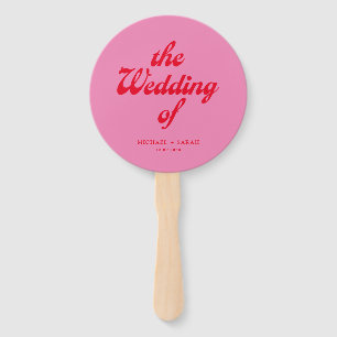 Leque Casamento Retro Vermelho Rosa Mínimo