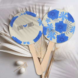 Leque Casamento Romântico Azul Floral