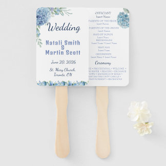 Leque Casamento Romântico em Aquarela com Hortênsias em 