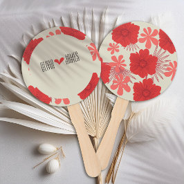 Leque Casamento Romântico Vermelho Floral