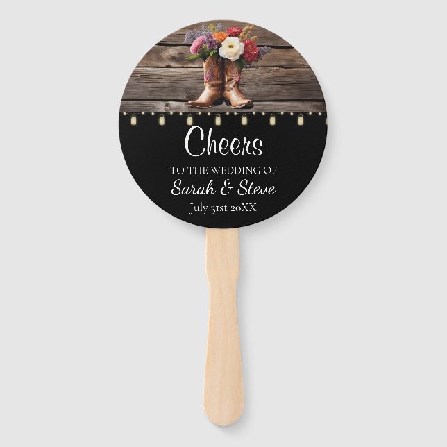 Leque Casamento Russo Floral de Botas do Oeste (Frente)