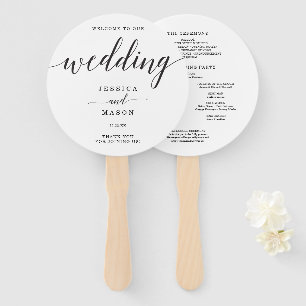 Leque Casamento Simples de Elegância Preto e Branco