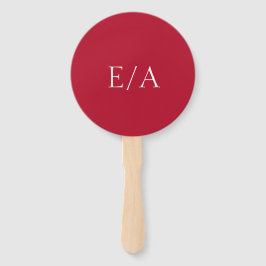 Leque Casamento Vermelho Minimalista Monograma Simples E