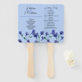 Leque Casamento Violet Blue Floral Watercolor