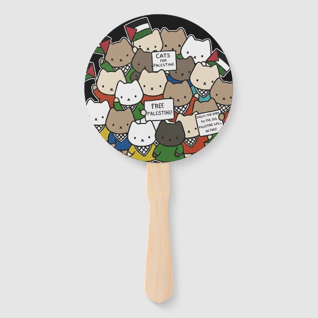 Leque Cats for Palestine – Kawaii Cats for Justice (Frente)