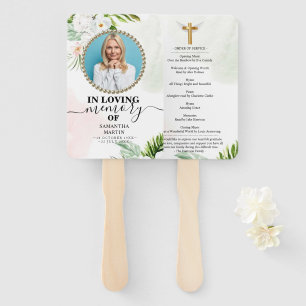 Leque Celebração Funeral Branco Floral do Ventilador da