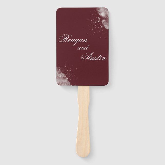 Leque Celestial Burgundy Starlight Program Hand Fan (Frente)