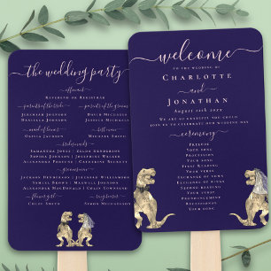 Leque Cerimônia de Casamento de Dinossauro Azul Marinho
