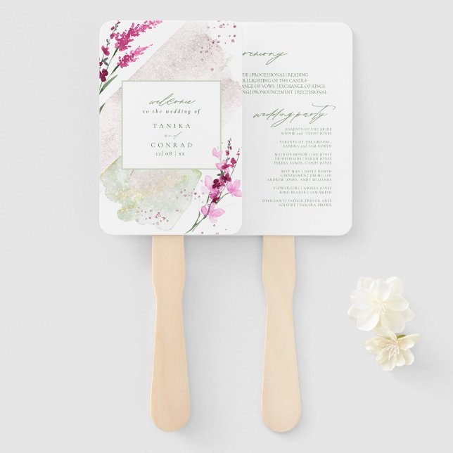 Leque Cerimônia de Casamento de Vinhos Selvagens de Wate (Frente e Verso)