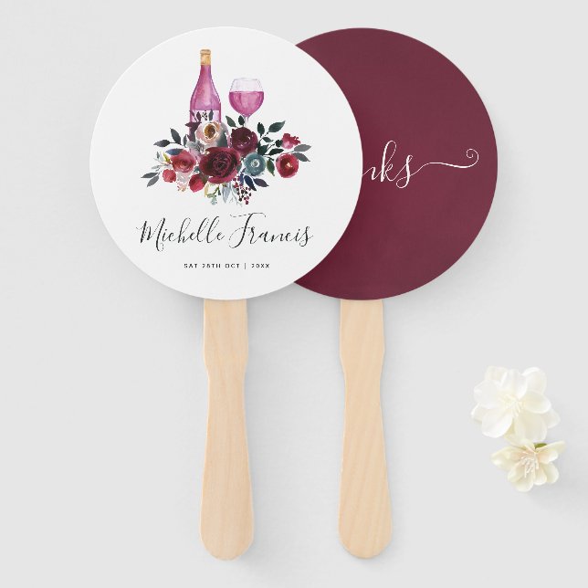 Leque Chá de Bebê Boho Burgundy e Azul Marinho Degustaçã (Frente e Verso)