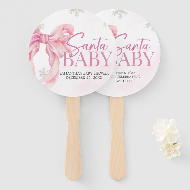 Leque Chá de Bebê Santa Baby Natal (Frente e Verso)