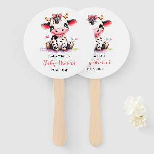 Leque Chá de Bebê Vaca Minimalista Rosa Menina baby show