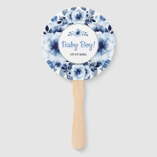 Leque Chá de fraldas de Aquarela de Flor Azul Claro