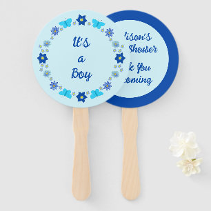 Leque Chá de fraldas de Borboletas e Flores Blue Baby Bo