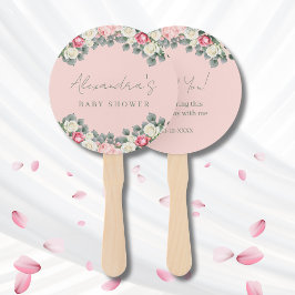 Leque Chá de fraldas de Rosas de Vintagem Rosa Blush - O