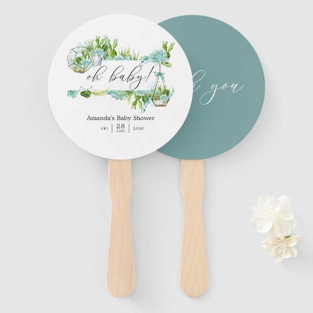 Leque Chá de fraldas de Sucultivos de Terrário de Vidro  (Frente e Verso)