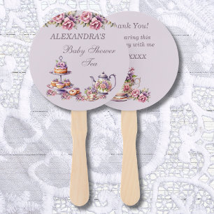 Leque Chá de fraldas do Lilac Pink Floral Tea Party