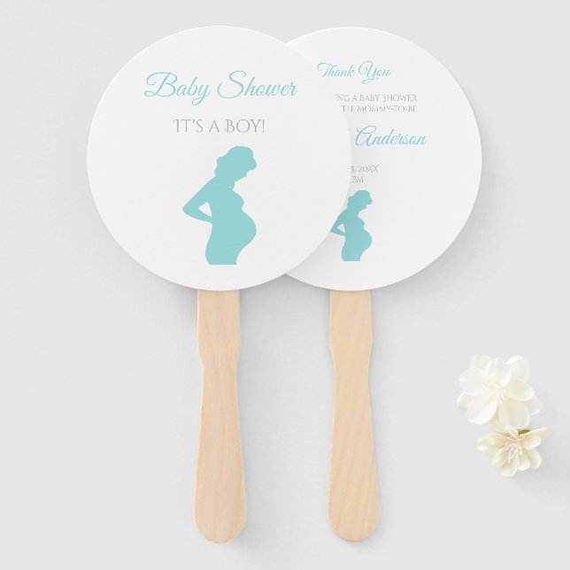 Leque Chá de fraldas Grávida Grávida de Menino Chic (Frente e Verso)