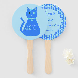 Leque Chá de fraldas Personalizado De Gato De Bebê Azul